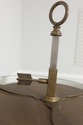 F55596EC: Brass 4 Arm Candelabra Lamp w. Toleware 