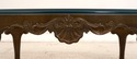 52176EC: HENREDON Oval Glass Top Claw Foot Coffee 