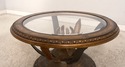 F67691: Round Decorative Glass Top Coffee Table w.