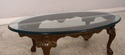 52176EC: HENREDON Oval Glass Top Claw Foot Coffee 