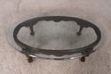 52176EC: HENREDON Oval Glass Top Claw Foot Coffee 