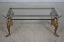F72800: Vintage Bronze Swan Frame Glass Top Coffee