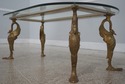 F72800: Vintage Bronze Swan Frame Glass Top Coffee