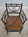 F72894: Pair Of Antique Rush Seat Bamboo Sussex Ty