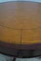 L67976: ETHAN ALLEN Round Mahogany Leather Top Dru