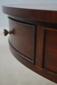 L67976: ETHAN ALLEN Round Mahogany Leather Top Dru
