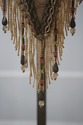 L72898: Vintage Art Deco Metal Floor Lamp w. Beade