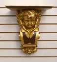 F68287: Pair Cherub Gold Finish Wall Sconce Shelve