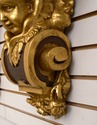 F68287: Pair Cherub Gold Finish Wall Sconce Shelve
