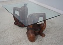 F63878EC: Asian Figural Carved Base Glass Top Coff