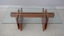 F61275EC: Danish Modern Glass Top Teak Coffee Tabl