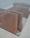 F61275EC: Danish Modern Glass Top Teak Coffee Tabl