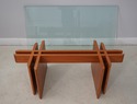 F61275EC: Danish Modern Glass Top Teak Coffee Tabl