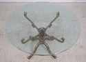 L74474: Hollywood Regency Brass & Round Glass Pede