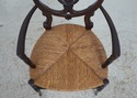 F74495: English Victorian Woven Rush Seat Open Arm