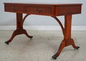 74412: English Leather Top Yew Wood Writing Desk