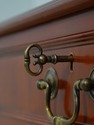 74412: English Leather Top Yew Wood Writing Desk