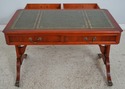 74412: English Leather Top Yew Wood Writing Desk