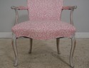 F61373EC: Pair French Style Shabby Chic Upholstere
