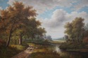 F74450: Large Oil Painting On Canvas Shepard River