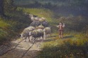 F74450: Large Oil Painting On Canvas Shepard River