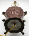 F74524: Pair Of CASTILIAN Bronze & Porcelain Lamps