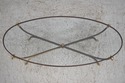 F74539: Iron Brass & Glass Rams Head Coffee Table