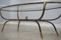 F74539: Iron Brass & Glass Rams Head Coffee Table