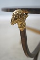 F74539: Iron Brass & Glass Rams Head Coffee Table