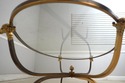F74539: Iron Brass & Glass Rams Head Coffee Table