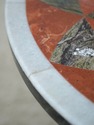 L74536: PIETRA DURA Inlaid Marble Top Metal Base R