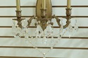 F49879EC: Pair Brass & Crystal 3 Light Wall Sconce