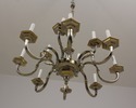 F56859EC: Silver Plate 12 Arm Hanging Chandelier L