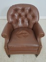 65186EC: HANCOCK & MOORE Brown Leather Chair & Ott