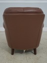 65186EC: HANCOCK & MOORE Brown Leather Chair & Ott