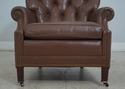 65186EC: HANCOCK & MOORE Brown Leather Chair & Ott