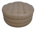 65126EC: HANCOCK & MOORE Tufted Leather Round Otto