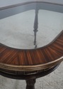 L69870: Mixed Wood Inlaid Glass Top X Base Coffee 