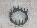 F74619: PAUL EVANS Glass & Bronze Brutalist Coffee