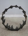 F74619: PAUL EVANS Glass & Bronze Brutalist Coffee