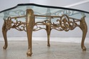74634: Bronze Base Glass Top Designer Coffee Table