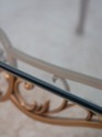 74634: Bronze Base Glass Top Designer Coffee Table