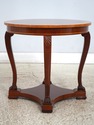 L74632: KINDEL Round Mahogany Inlaid End Table