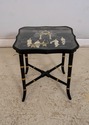 69858: Chinese Black Lacquer Glass Top Occasional 