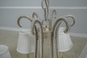 F61123EC: Silver Designer 6 Arm Chandelier w. Bead