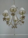 F61123EC: Silver Designer 6 Arm Chandelier w. Bead