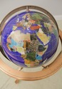 L56979EC: Glass & Stone World Globe On Copper Stan