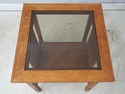 74677: STICKLEY Mission Oak Glass Top Lamp End Tab
