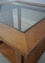 74677: STICKLEY Mission Oak Glass Top Lamp End Tab