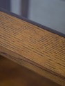 74677: STICKLEY Mission Oak Glass Top Lamp End Tab